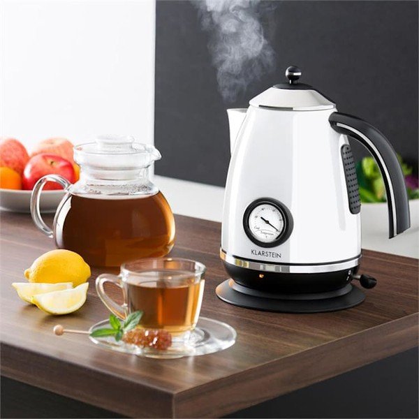 Biały czajnik elektryczny Klarstein Aquavita Chalet-image-1
