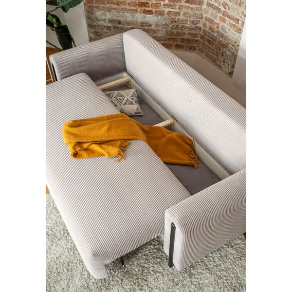 Beżowa sztruksowa rozkładana/ze schowkiem sofa 244 cm Arcadova – ELTAP-image-3