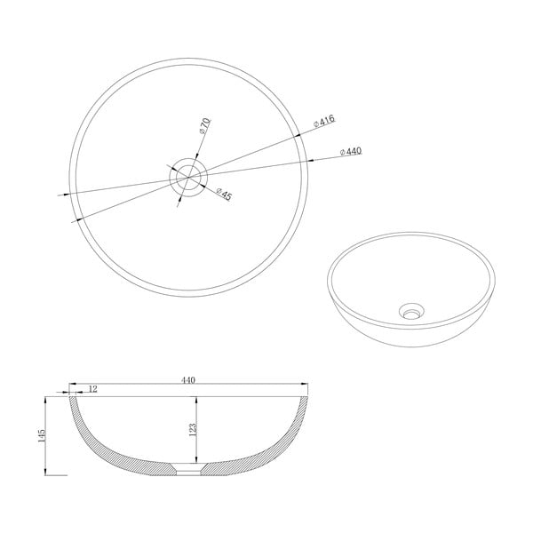 Ciemnoszara betonowa okrągła umywalka ø 44 cm Turf – Sapho-image-3