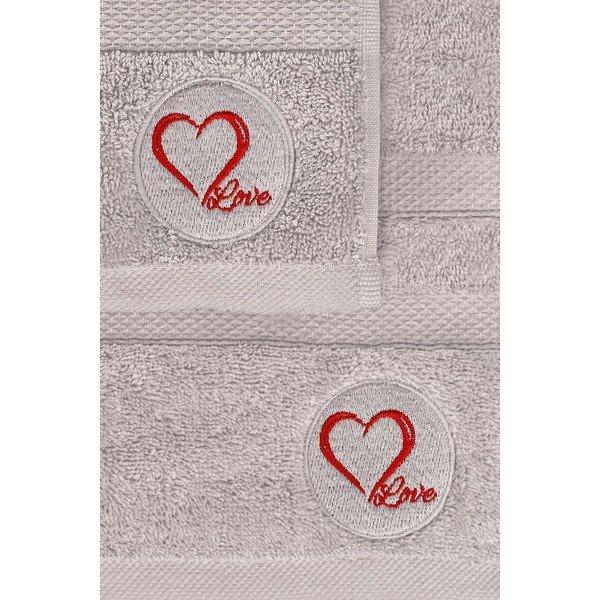 Szare bawełniane ręczniki zestaw 2 szt. frotte Love – Foutastic-image-2