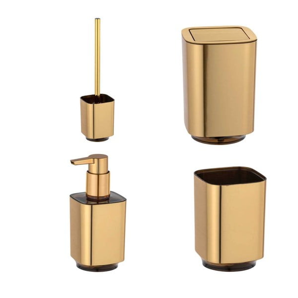 Plastikowy zestaw akcesoriów łazienkowych w kolorze złota Auron – Wenko