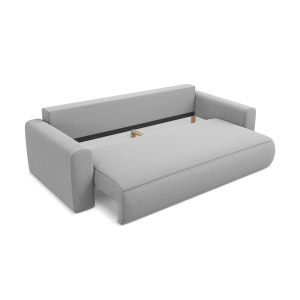 Jasnoszara aksamitna rozkładana/ze schowkiem sofa 238 cm Kapua – Makamii-image-4