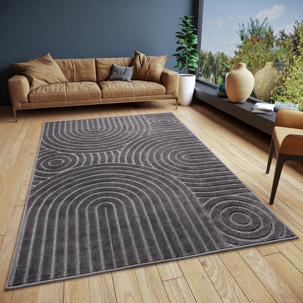 Antracytowy dywan 57x90 cm Iconic Wave – Hanse Home-image-1