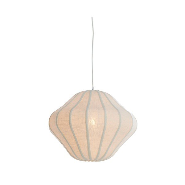 Kremowa lampa wisząca z tekstylnym kloszem ø 10 cm Sukau – Light & Living-image-2