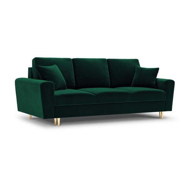 Zielona aksamitna rozkładana sofa ze schowkiem 235 cm Kyoto – Cosmopolitan Design-image-1