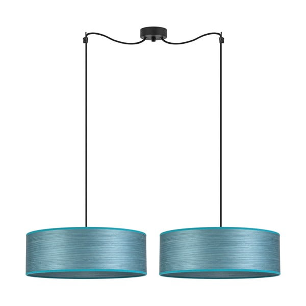 Niebieska podwójna lampa wisząca z naturalnego forniru Sotto Luce Ocho XL, ⌀ 45 cm