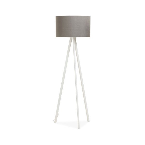 Lampa stojąca z biała konstrukcją i szarym abażurem Kokoon Trivet-image-4