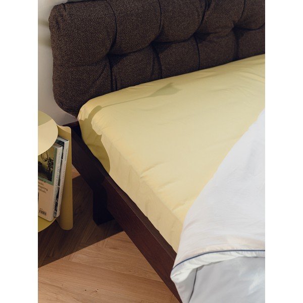 Żółte bawełniane prześcieradło z gumką 180x200 cm Oba – noo.ma-image-1