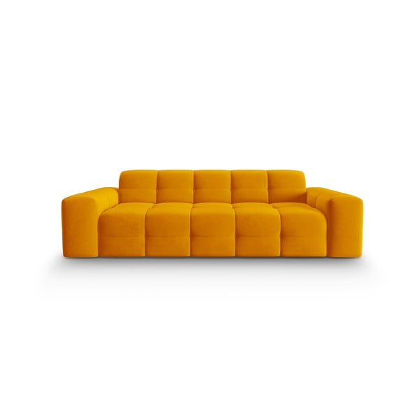 Aksamitna sofa w odcieniach ochry 222 cm Kendal – Micadoni Home