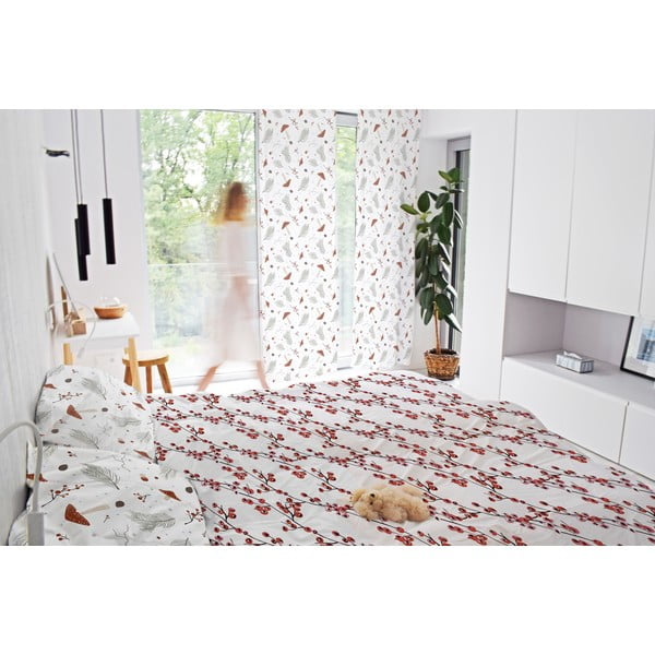 Biała zasłona z satyny bawełnianej 110x250 cm Toadstools – Butter Kings-image-1