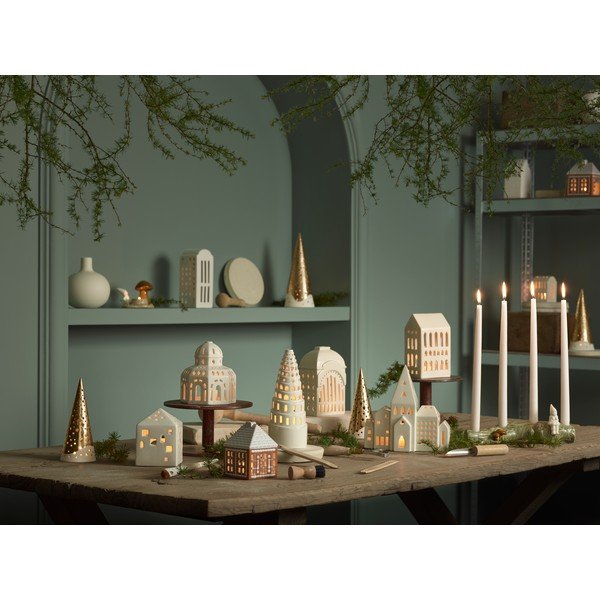 Porcelanowy świecznik w kolorze złota Kähler Design Nobili, wys. 25,5 cm-image-2