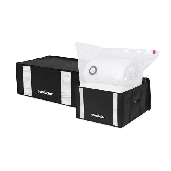 Tekstylne pojemniki do przechowywania ubrań zestaw 2 szt. próżniowe/usztywniane 50x65x27 cm Black Edition – Compactor