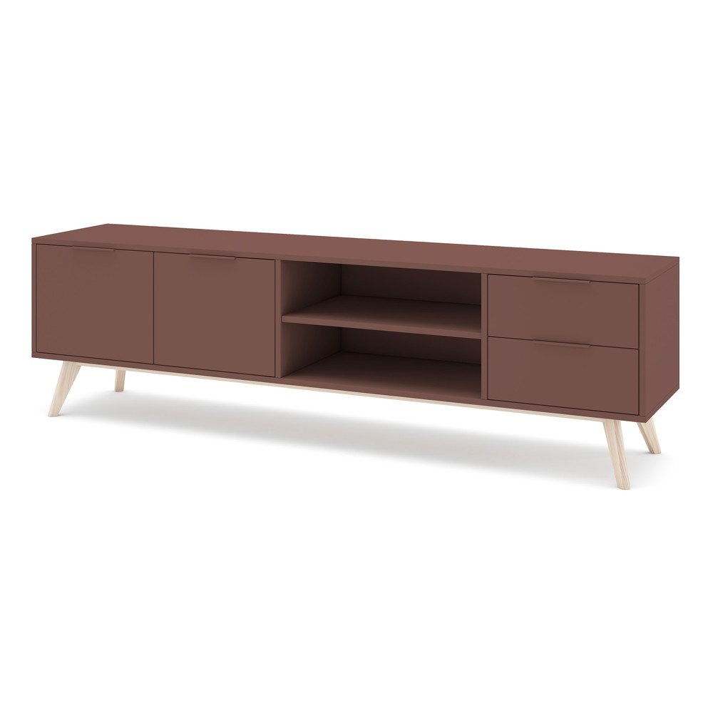 Szafka pod TV z matowym wykończeniem w kolorze terakoty 180x53x40 cm Campus – Marckeric (zdjęcie 6)