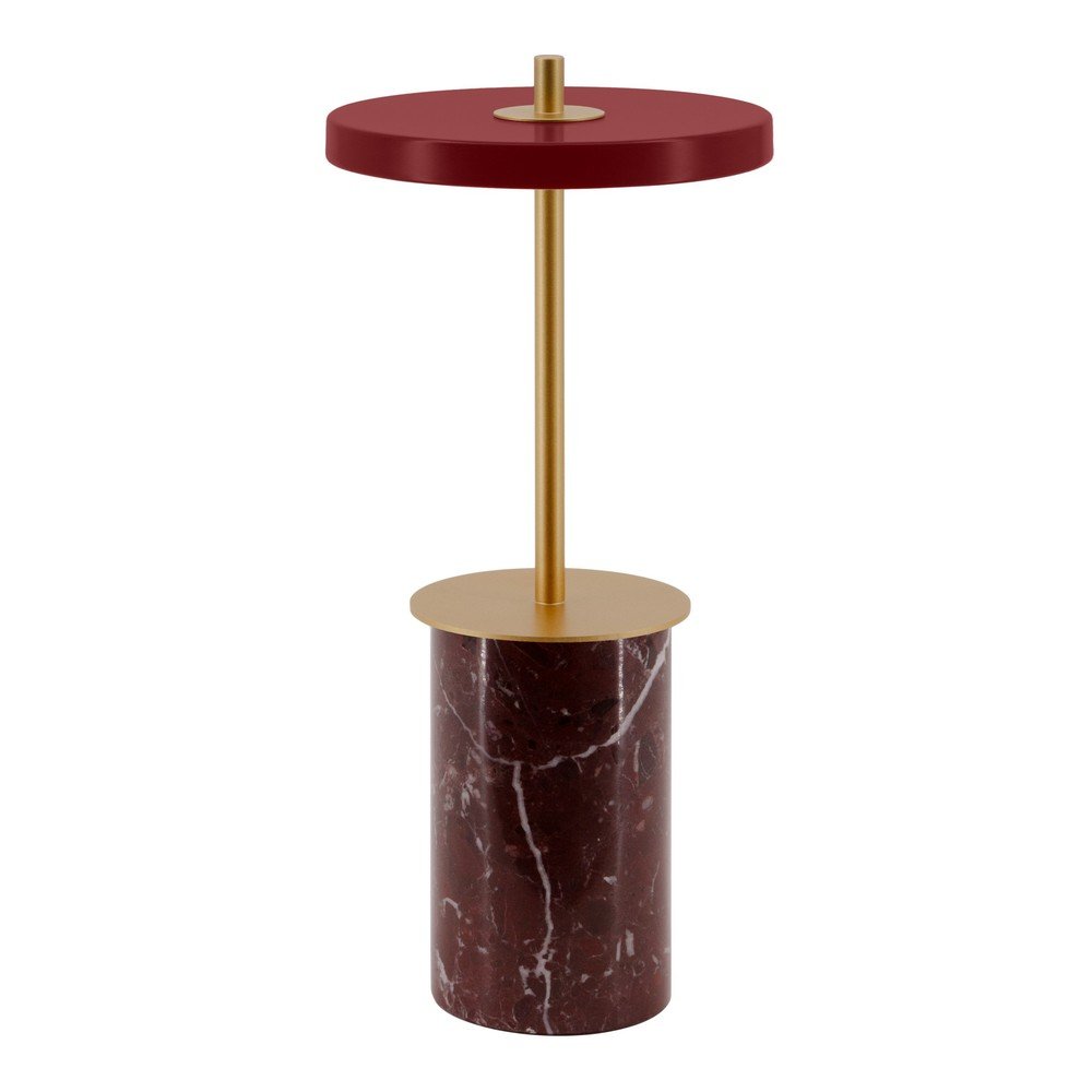 Czerwona marmurowa lampa stołowa LED ze ściemniaczem i metalowym kloszem (wysokość 25,5 cm) Asteria Move Mini – UMAGE