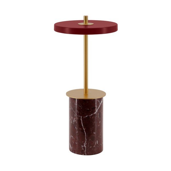 Czerwona marmurowa lampa stołowa LED ze ściemniaczem i metalowym kloszem (wysokość 25,5 cm) Asteria Move Mini – UMAGE