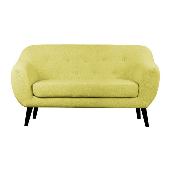 Żółta sofa 2-osobowa z czarnymi nogami Scandizen Lola