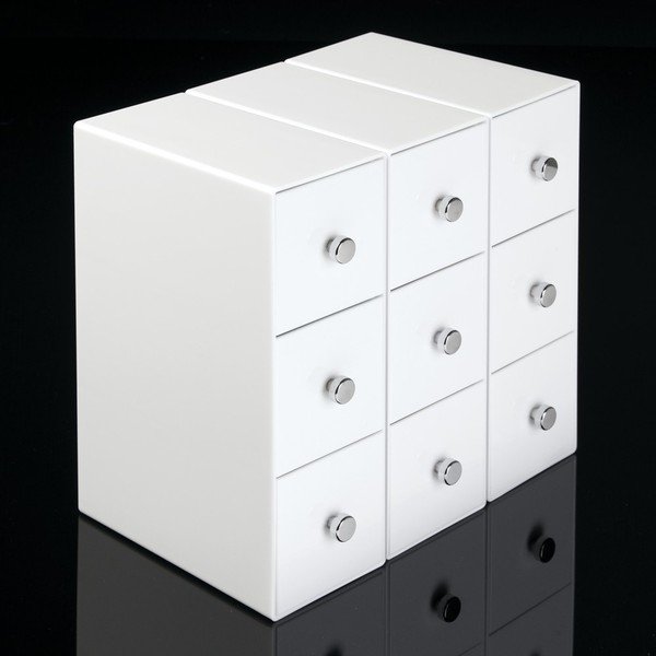 Przezroczysty pojemnik z 3 szufladkami InterDesign, wys. 18 cm-image-2
