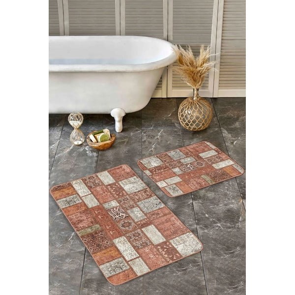 Brązowe aksamitne dywaniki łazienkowe zestaw 2 szt. 60x100 cm – Mila Home-image-4