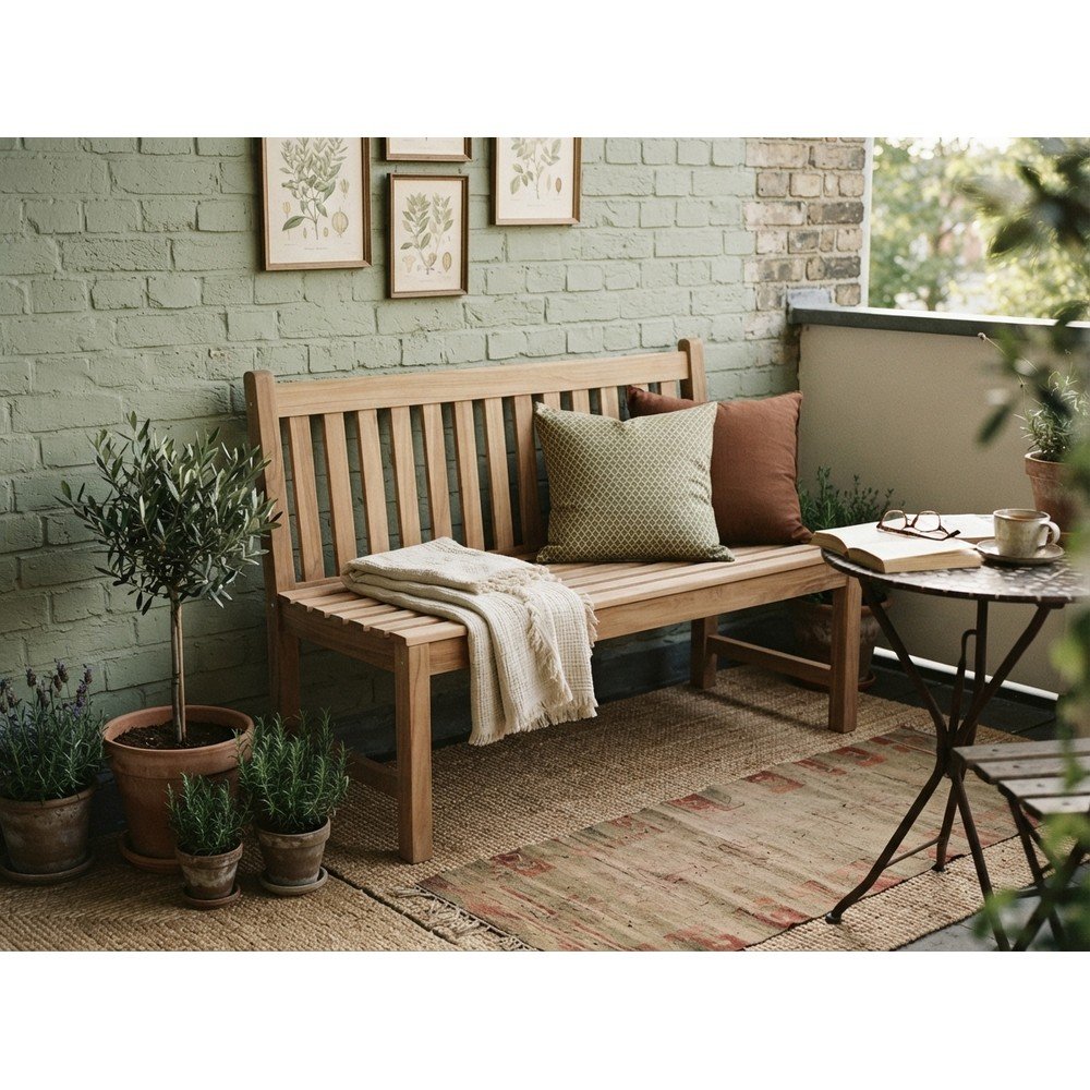 Drewniana ławka ogrodowa w naturalnym kolorze Solo – Garden Pleasure (zdjęcie 5)