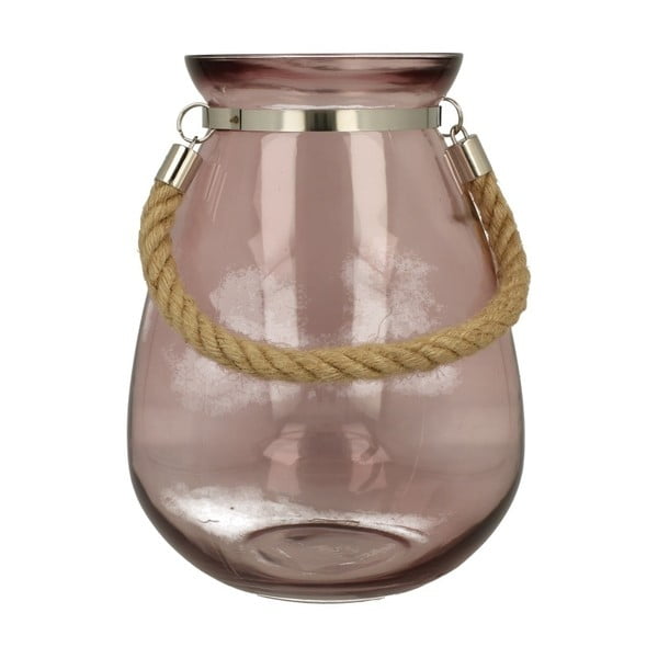 Różowy lampion szklany Duo Gift Barents wys. 27 cm