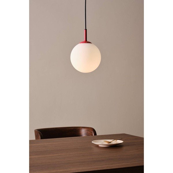 Czerwona/biała szklana lampa wisząca ø 13 cm Ekman – Jotex-image-1