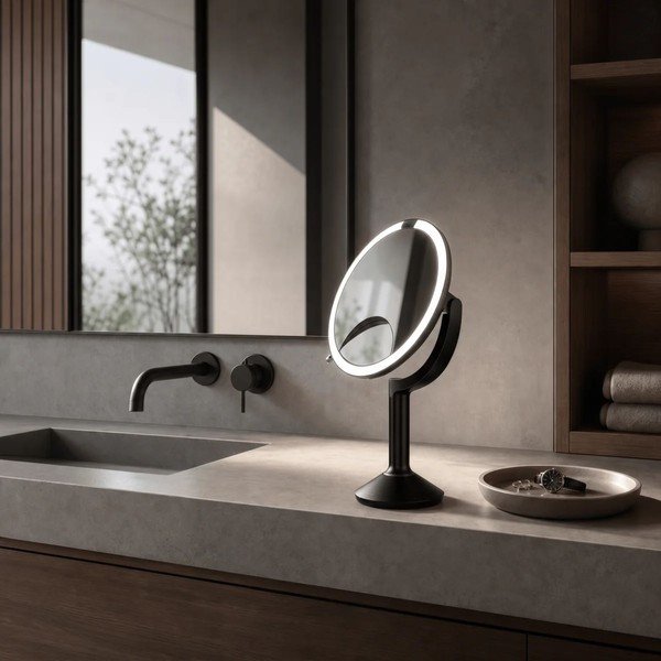 Lustro z oświetleniem/powiększające (powiększenie 5x/powiększenie 10x) kosmetyczne ø 20 cm Trio – simplehuman-image-3