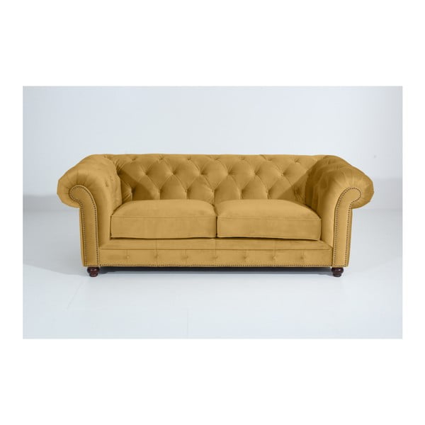 Żółta sofa Max Winzer Orleans Velvet, 216 cm