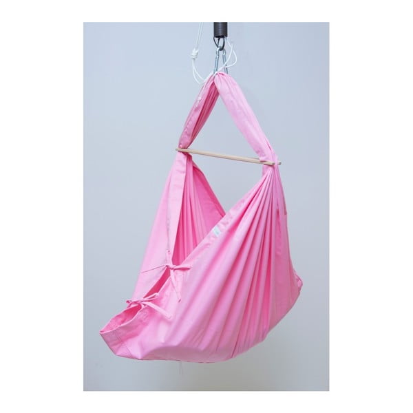 Różowa kołyska/hamak z bawełny zawieszana na futrynę Hojdavak Baby XL (0-9 miesięcy)