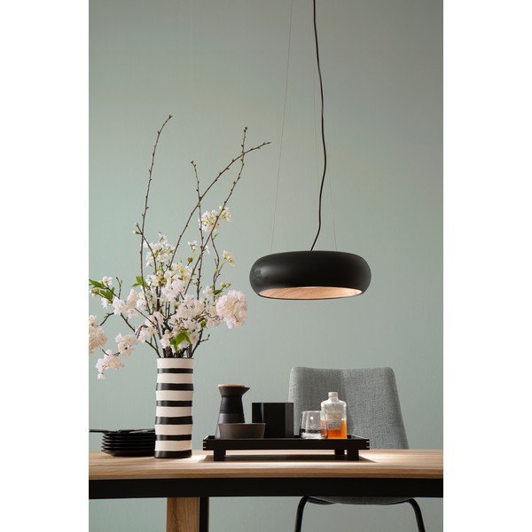 Czarna lampa wisząca LED ze ściemniaczem z metalowym kloszem ø 40 cm Wood – Fischer & Honsel-image-2