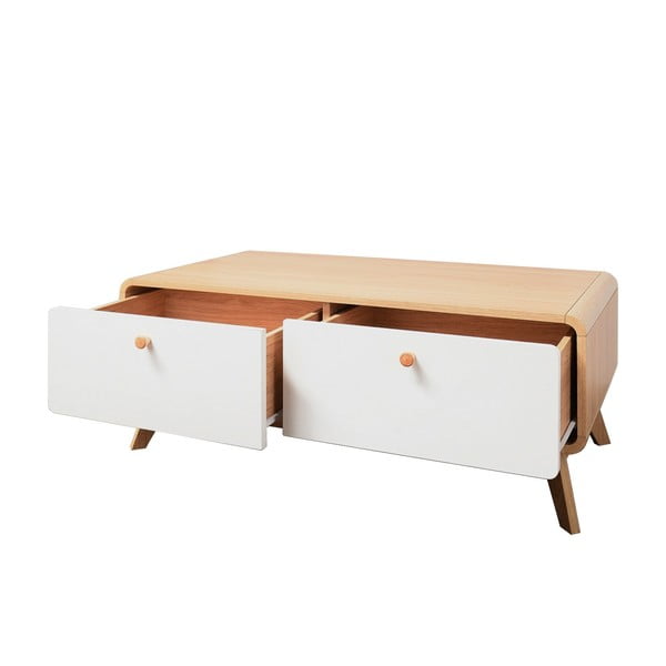 Biało-naturalna szafka pod TV w dekorze dębu 100x40 cm Caitlin – Støraa-image-3