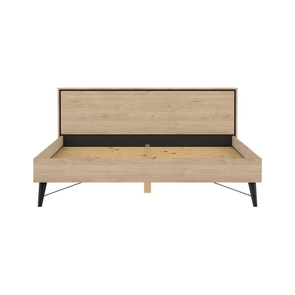 Łóżko dwuosobowe w dekorze dębu ze stelażem 180x200 cm w naturalnym kolorze Ry – Tvilum-image-2