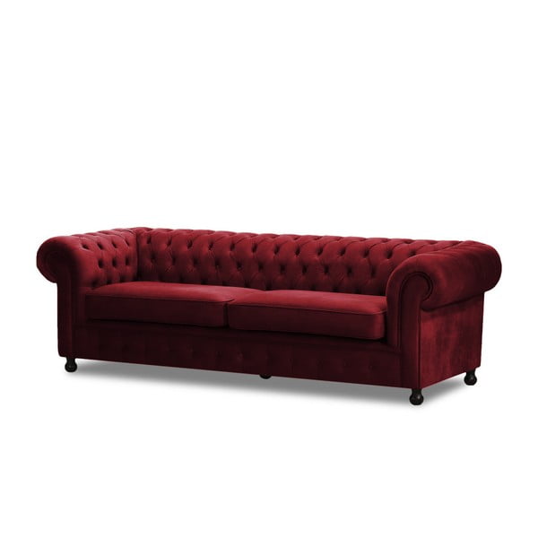 Czerwona sofa trzyosobowa Wintech Chesterfield