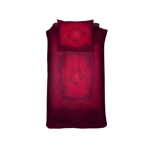 Czerwona bawełniana pościel jednoosobowa Damai Salome Carmine, 200x140 cm
