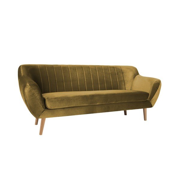 Musztardowa sofa 3-osobowa Mazzini Sofas Benito-image-2