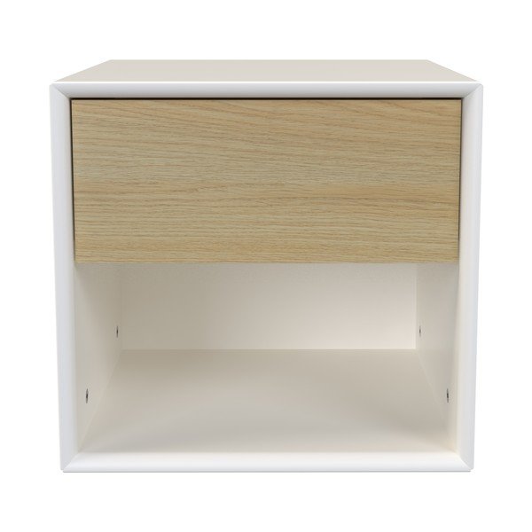 Biało-naturalna kolorze szafka nocna w dekorze dębu Alba – Tenzo