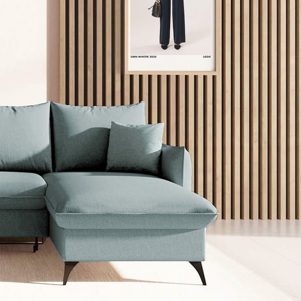 Jasnoniebieski rozkładany narożnik ze schowkiem (prawostronny/z szezlongiem) Brim – Rodier-image-4