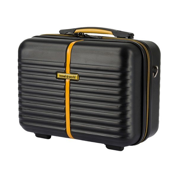 Komplet czarnego kuferka i walizki na kółkach Travel World-image-4