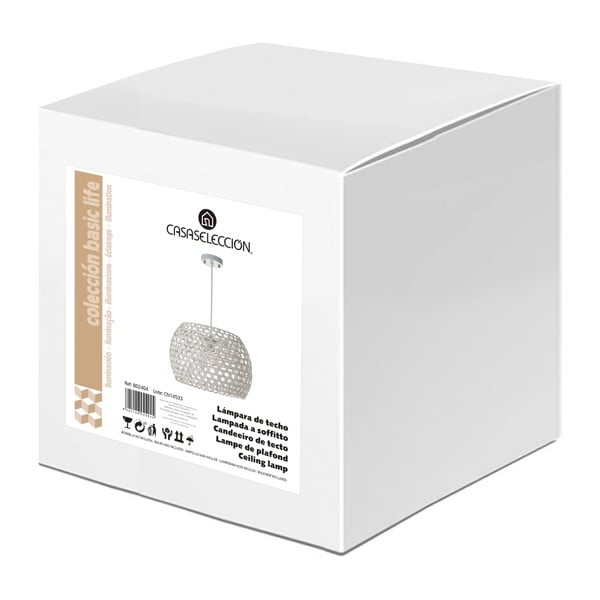 Kremowa lampa wisząca z bambusowym kloszem ø 35 cm – Casa Selección-image-4