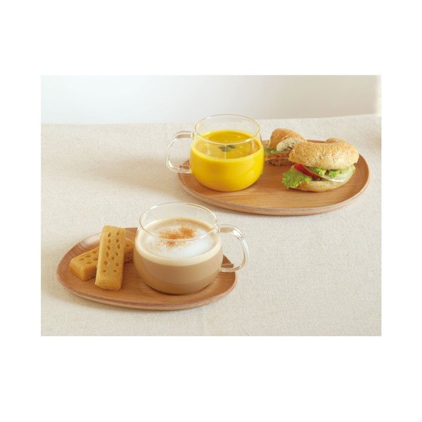 Kubek z drewnianym spodkiem Fika Wood Yellow-image-1
