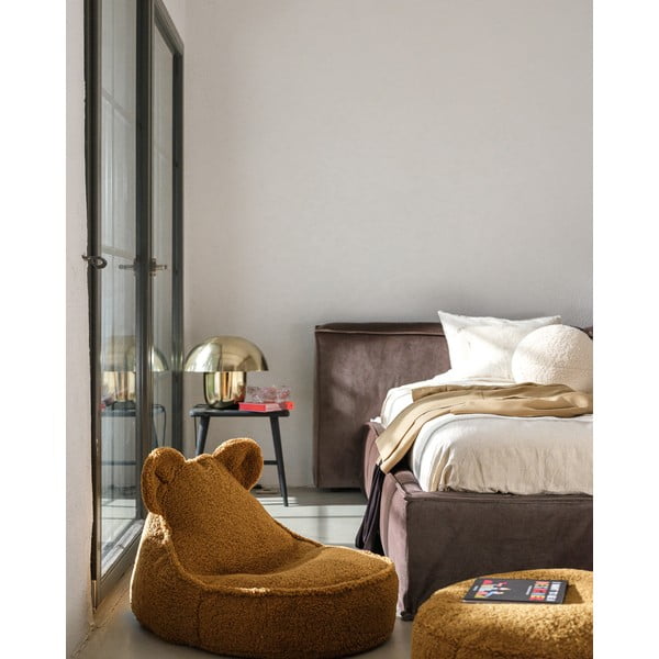 Brązowy dziecięcy worek do siedzenia z materiału bouclé Round – Wigiwama-image-3
