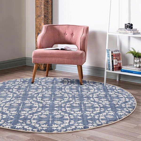 Niebieski okrągły dywan odpowiedni do prania i robotów sprzątających ø 100 cm Comfort – Mila Home-image-3