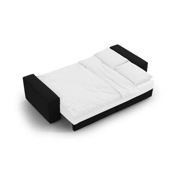 Czarna aksamitna rozkładana/ze schowkiem sofa 247 cm Jodie – Micadoni -image-4