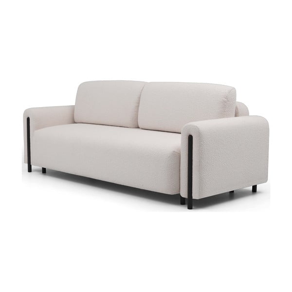 Beżowa/kremowa rozkładana/ze schowkiem sofa z materiału bouclé 244 cm Arcadova – ELTAP-image-2