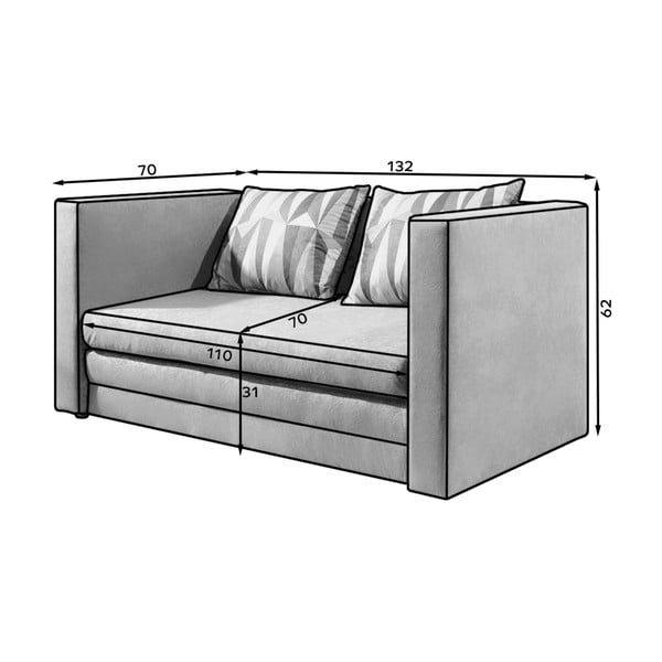 Niebieska/szara rozkładana sofa z tkaniny szenilowej 132 cm Neva – ELTAP-image-3