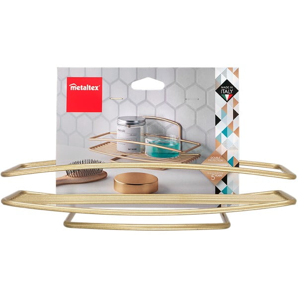 Stalowa półka łazienkowa w kolorze złota Onda – Metaltex-image-2