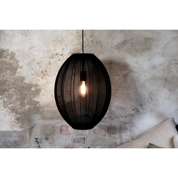 Czarna lampa wisząca z tekstylnym kloszem ø 40 cm Florence – Markslöjd-image-2