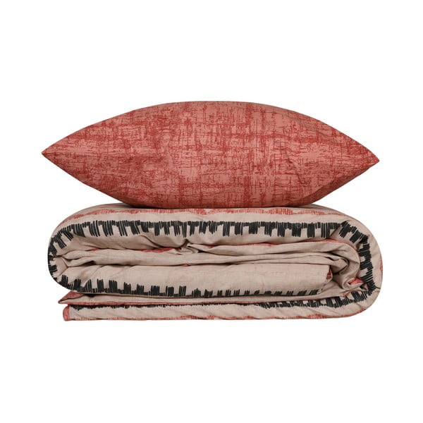 Ceglasto-beżowa bawełniana pościel jednoosobowa 140x200 cm Felix – Mijolnir-image-1