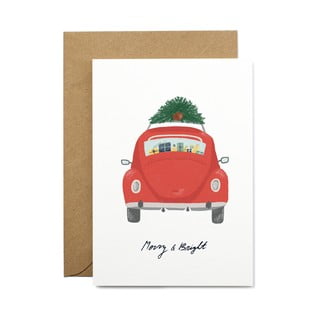 Kartka świąteczna z papieru z recyklingu z kopertą Printintin Merry & Bright, format A6