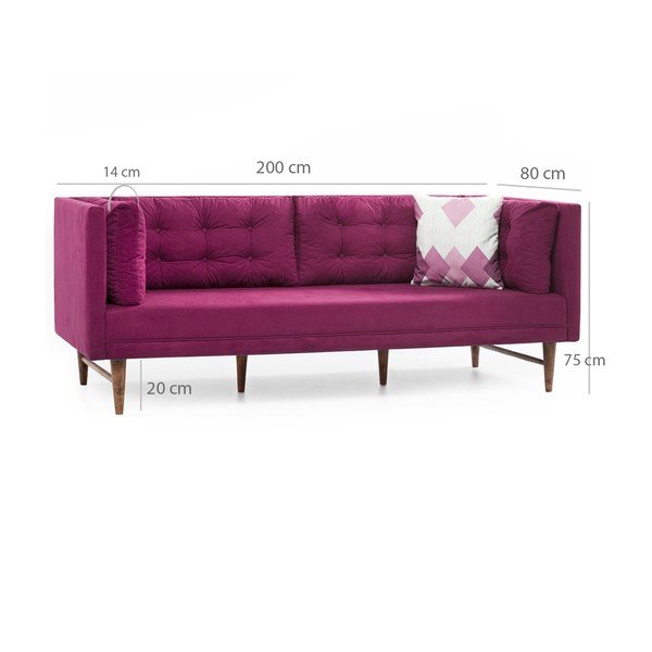 Różowa sofa 3-osobowa Balcab Home Eva-image-1
