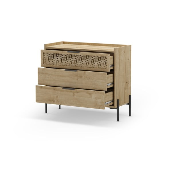 Niska komoda w dekorze dębu 90x80 cm Inca – Marckeric-image-3